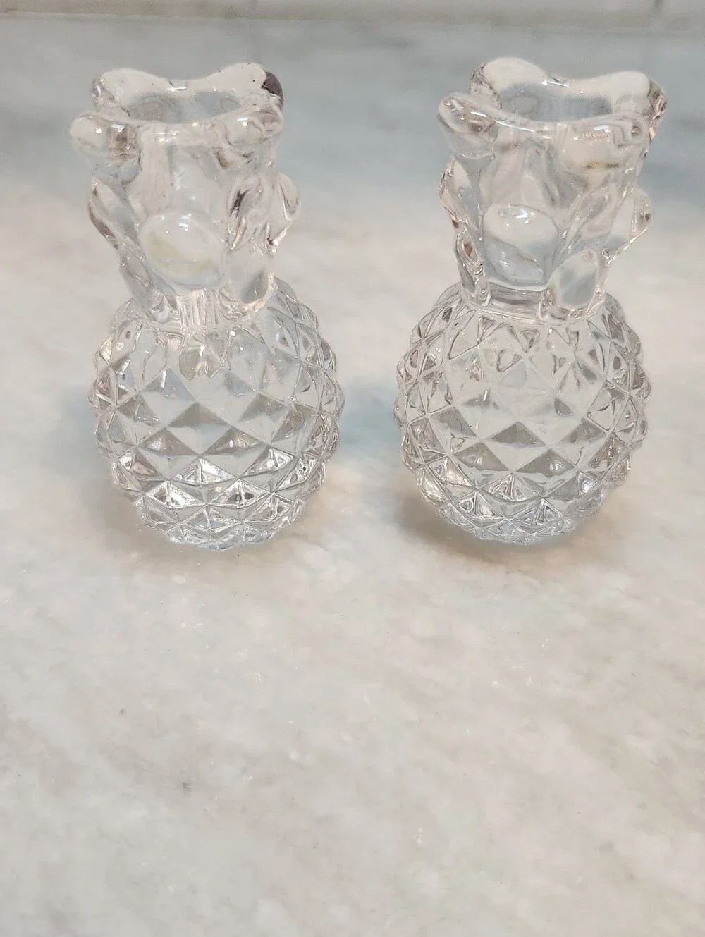 Williams Sonoma Glass Pineapple Tiny Tapers Candle Holders (Set of 2)